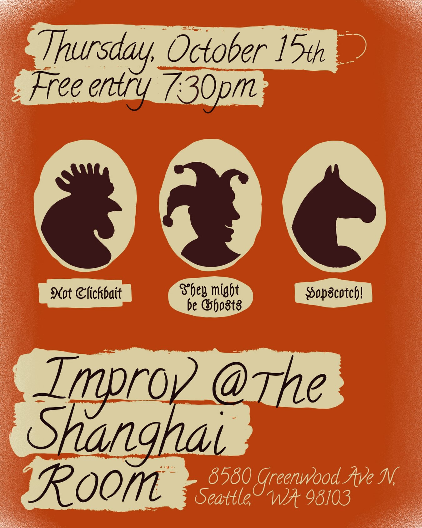 Poster for Improv Night with Hopscotch and special guests @ The Shanghai Room